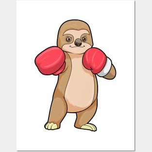 Sloth as Boxer with Boxing gloves Posters and Art